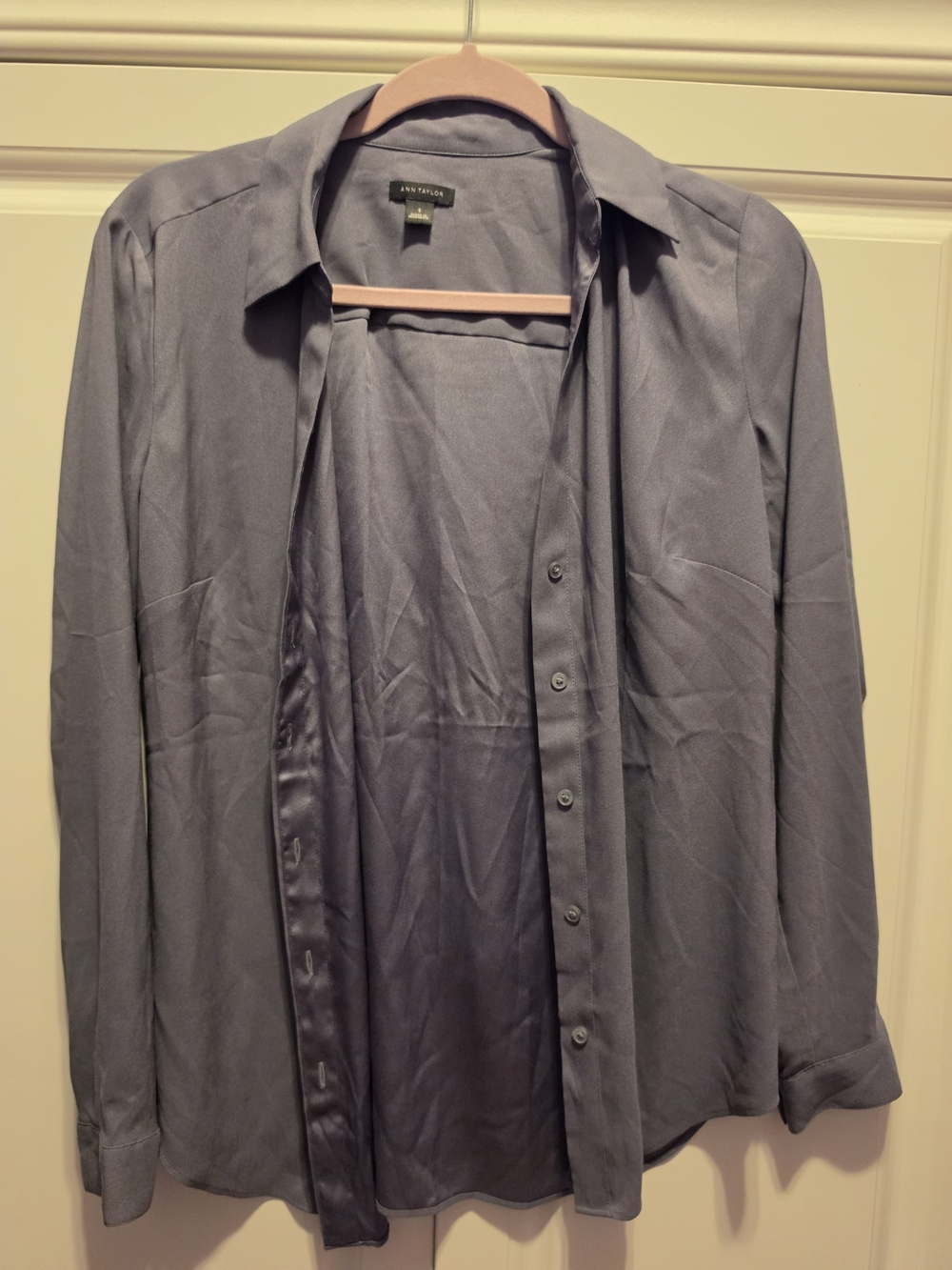 Ann Taylor Gray Button-Front Blouse